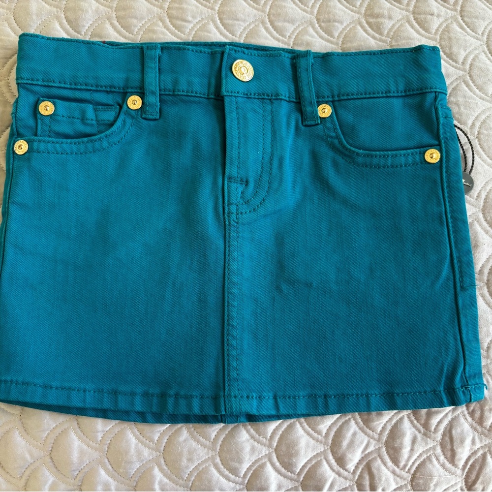 7 For All Mankind Turquoise Skirt with Brass Details Size 4T